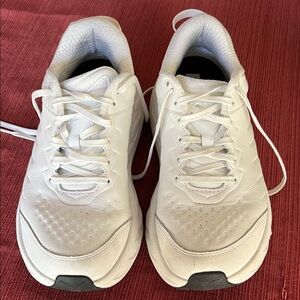 Hoka Bondi Like New White Leather Athletic Sneakers - clean Classic Lace-Up
